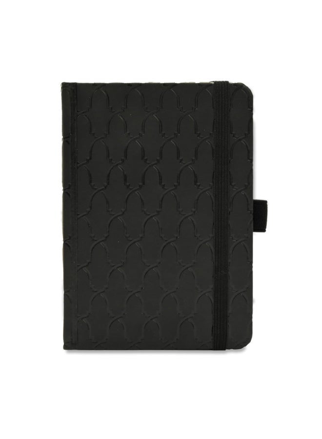 FIS® Executive Notebook, Italian PU Materials, A6 Size(105x148mm), 96 Sheets, 5mm Square Lines, Elastic Band Closure Type, Black Color, Design 1-FSNBEX5MA6BKD1 - Image 5